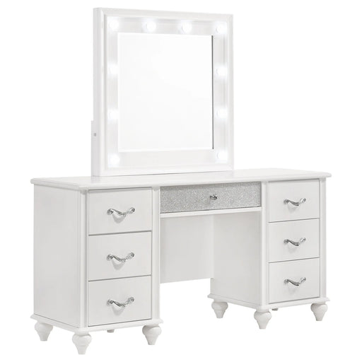 Barzini 7-drawer Vanity Desk with Lighted Mirror White image