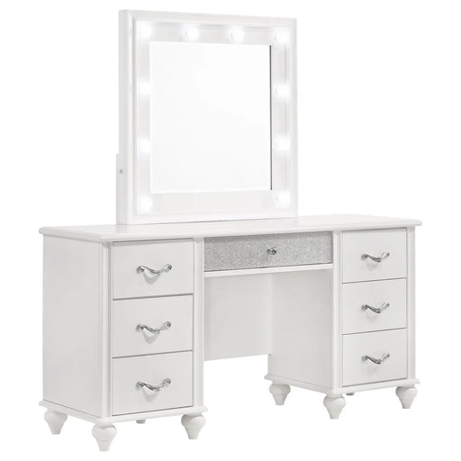 Barzini 7-drawer Vanity Desk with Lighted Mirror White  Homestyle Furniture (ARk)