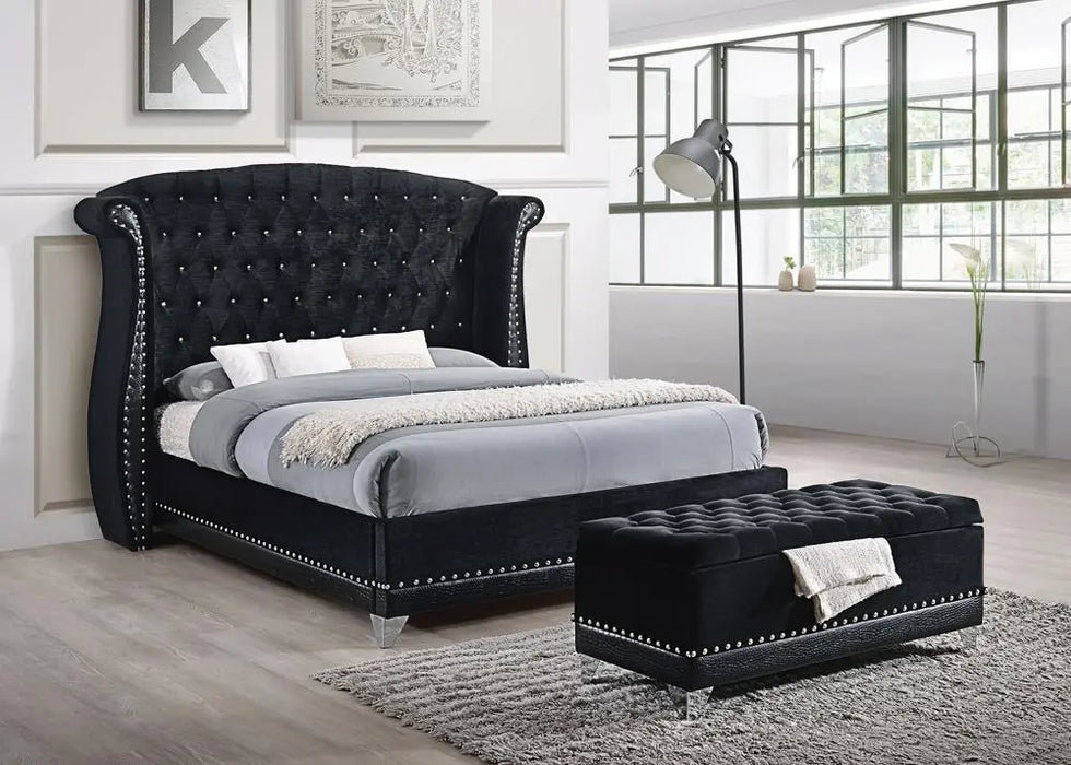 Barzini California King Tufted Upholstered Bed Black  Homestyle Furniture (ARk)