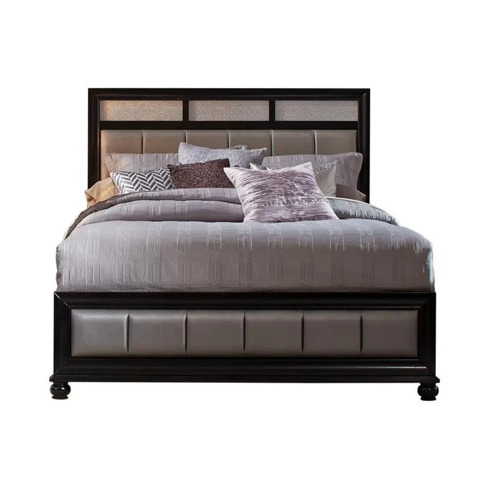 Barzini California King Upholstered Bed Black and Grey  Homestyle Furniture (ARk)