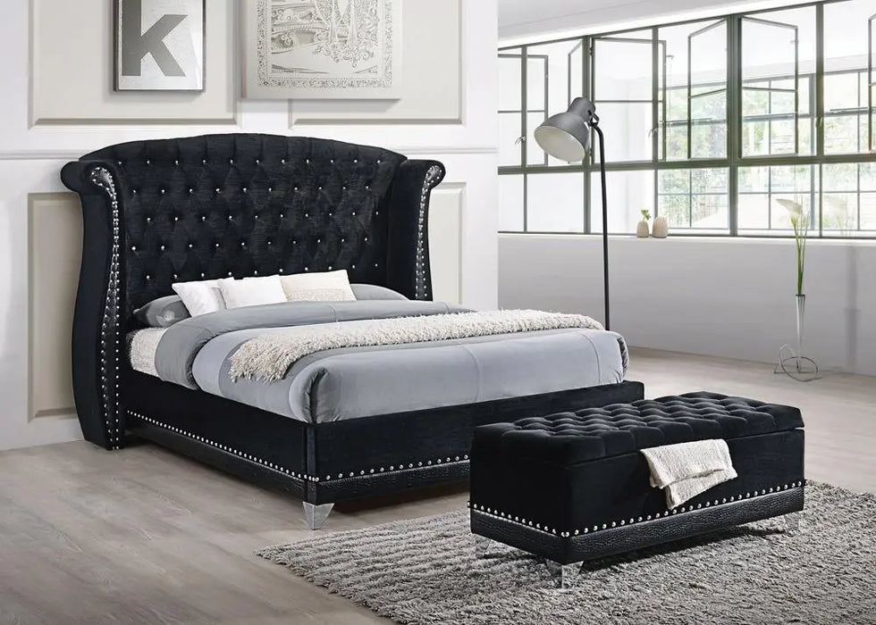 Barzini Queen Tufted Upholstered Bed Black  Homestyle Furniture (ARk)