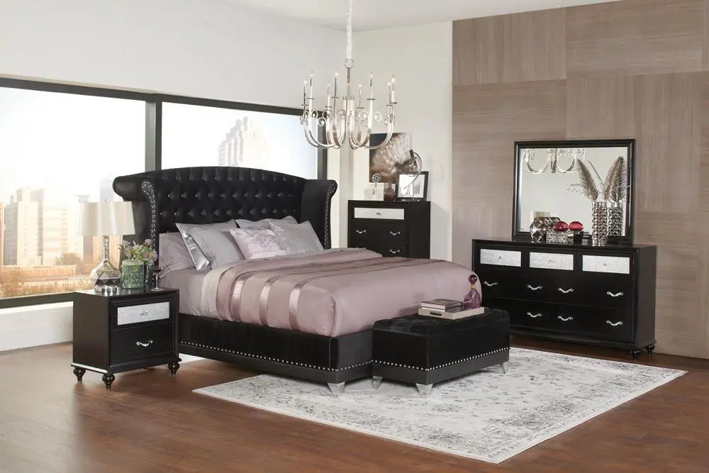 Barzini Queen Tufted Upholstered Bed Black  Homestyle Furniture (ARk)