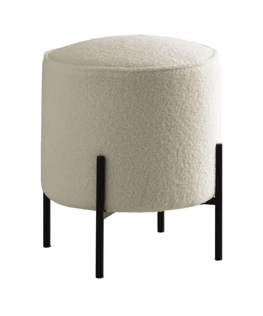 Basye Round Upholstered Ottoman Beige and Matte Black  Homestyle Furniture (ARk)