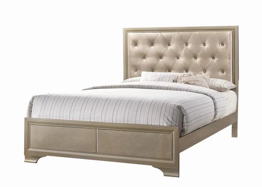 Beaumont Upholstered Eastern King Bed Champagne  Homestyle Furniture (ARk)