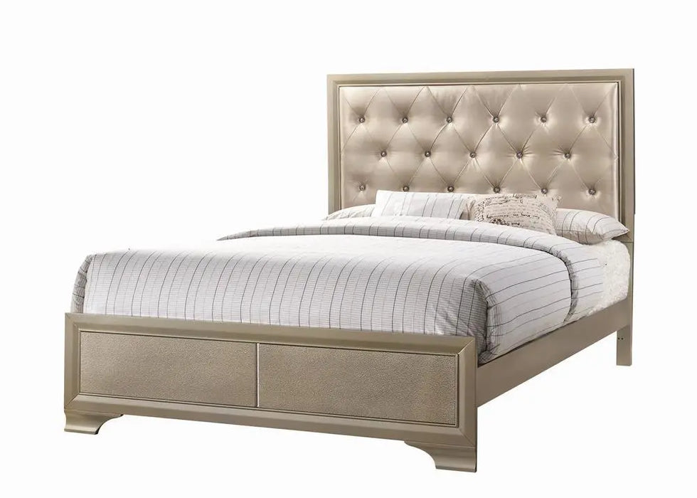 Beaumont Upholstered Queen Bed Champagne  Homestyle Furniture (ARk)