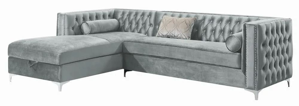 Bellaire Button-tufted Upholstered Sectional Silver  Homestyle Furniture (ARk)