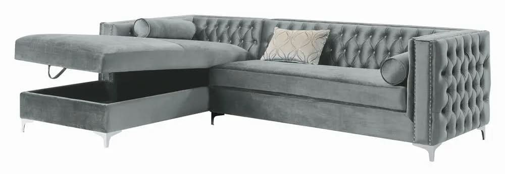 Bellaire Button-tufted Upholstered Sectional Silver  Homestyle Furniture (ARk)