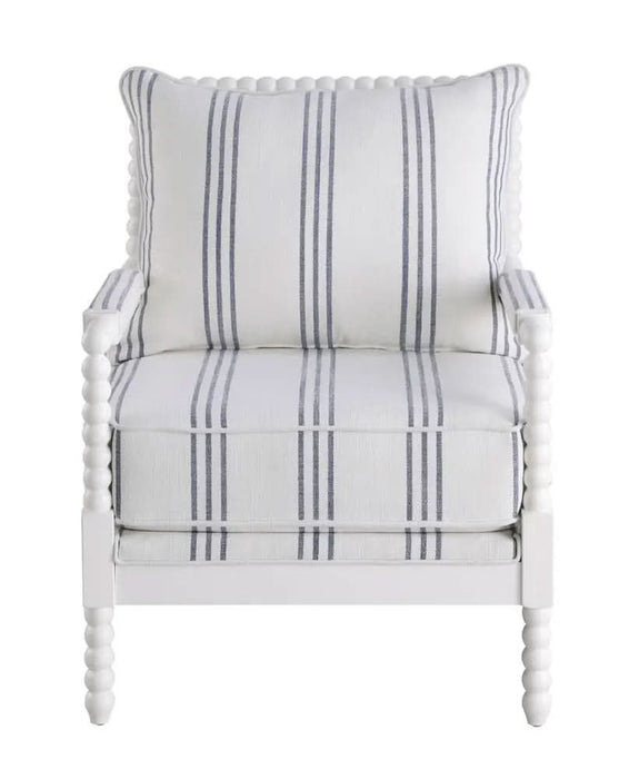 Blanchett Upholstered Accent Chair with Spindle Accent White and Navy  Homestyle Furniture (ARk)