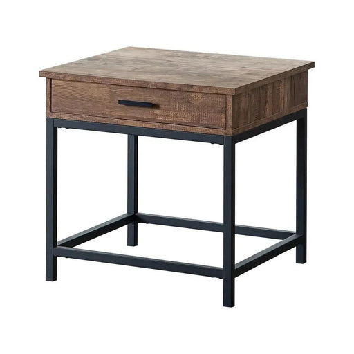 Byers Square 1-drawer End Table Brown Oak and Sandy Black  Homestyle Furniture (ARk)