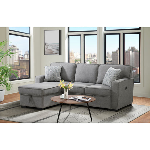 Caracas Sectional Sleeper Chofa with Pull Bed, Drop Table & USB in Palmer Grey – SKU U-5140-4551-304 | HomeStyle Furniture