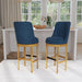 Carmen Swivel Bar Stool with Blue Fabric in Natural (2 Per Carton) – SKU D-13200-1-BST | HomeStyle Furniture