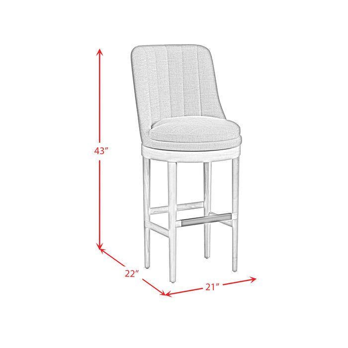 Carmen Swivel Bar Stool with Blue Fabric in Natural (2 Per Carton)
