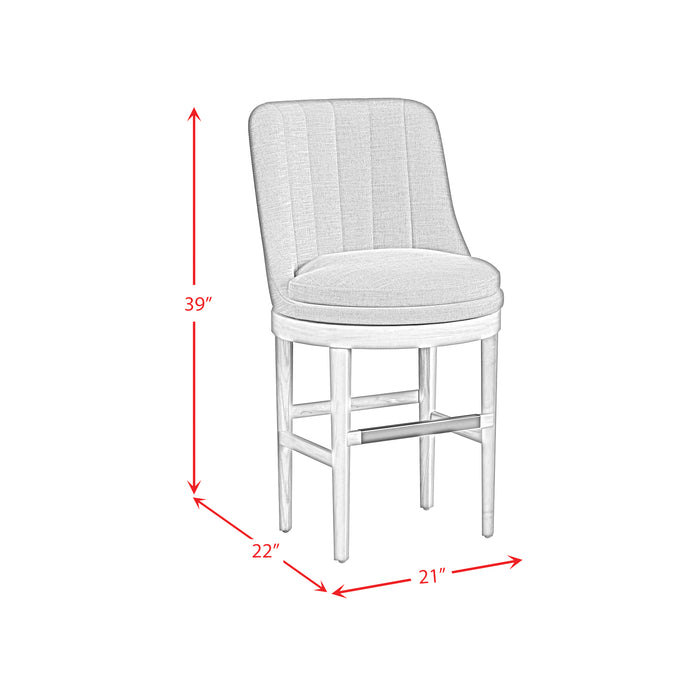 Carmen Swivel Counter Stool with Light Grey Fabric in Natural (2 Per Carton)