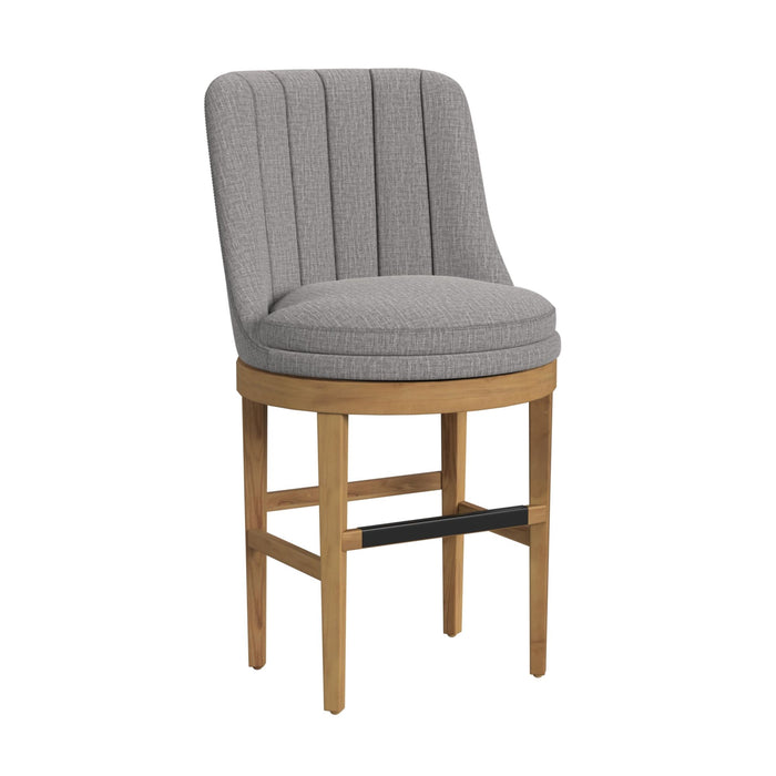 Carmen Swivel Counter Stool with Light Grey Fabric in Natural (2 Per Carton)