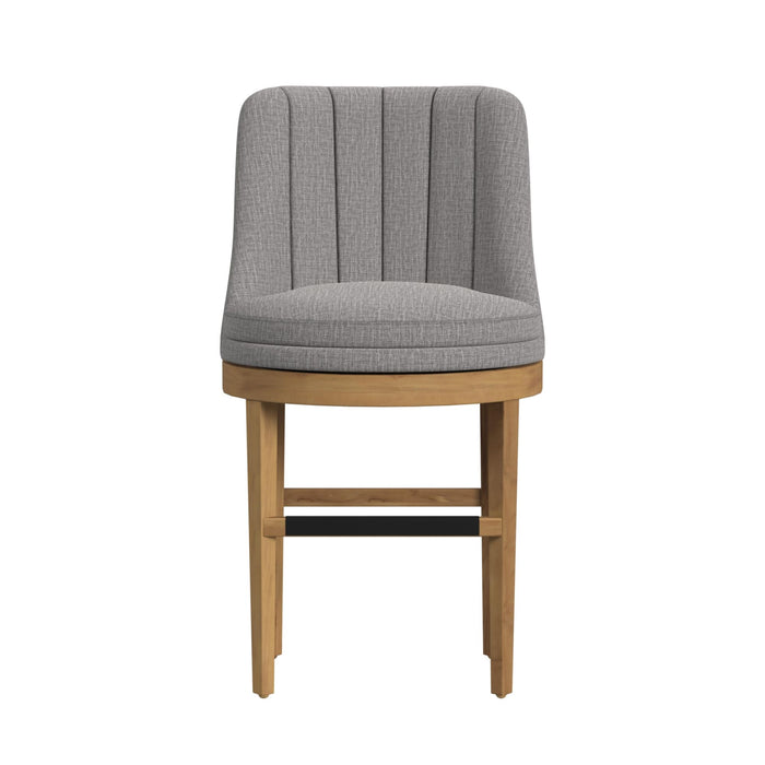 Carmen Swivel Counter Stool with Light Grey Fabric in Natural (2 Per Carton)