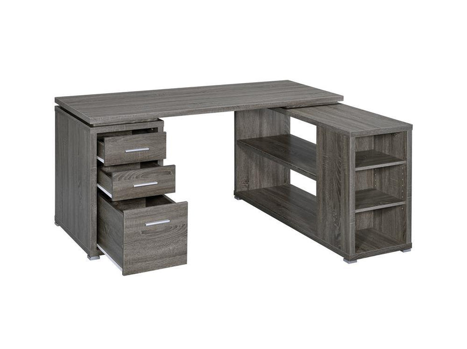 Yvette L-shape Office Desk Weathered Grey  Homestyle Furniture (ARk)