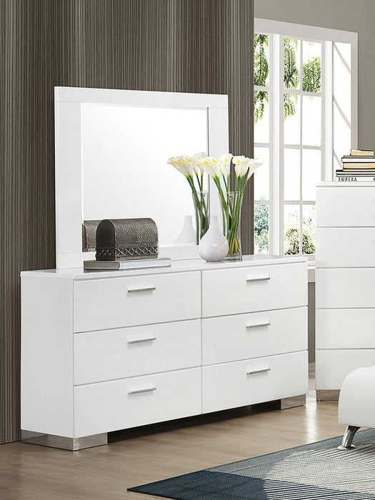 Felicity Rectangle Dresser Mirror Glossy White  Homestyle Furniture (ARk)