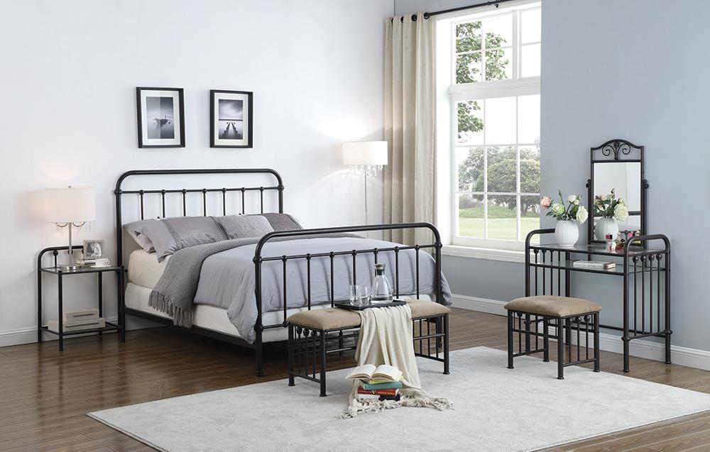 Livingston Eastern King Panel Metal Bed Dark Bronze  Homestyle Furniture (ARk)