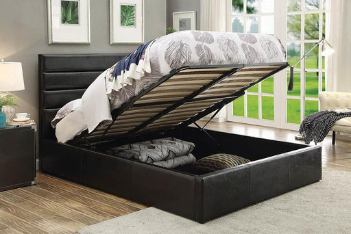 Riverbend Queen Upholstered Storage Bed Black  Homestyle Furniture (ARk)