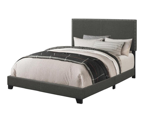 Boyd Queen Upholstered Bed with Nailhead Trim Charcoal  Homestyle Furniture (ARk)