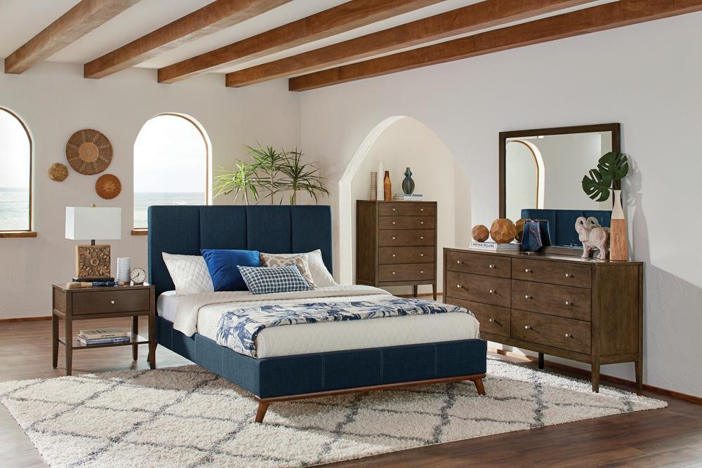 Charity Blue Upholstered Full Bed