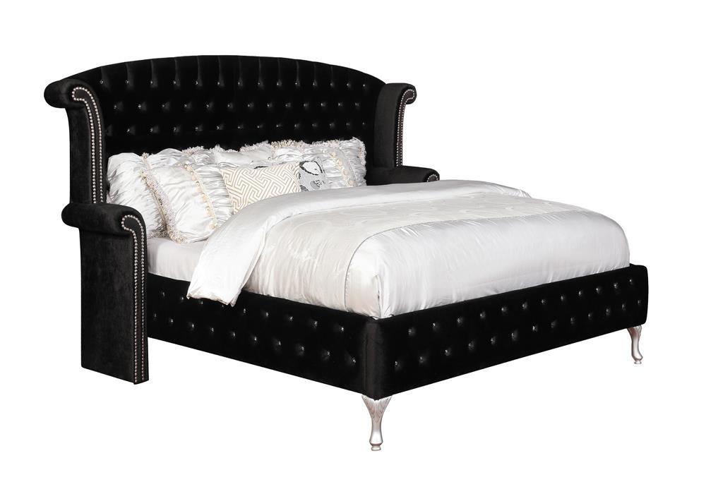 Deanna Queen Tufted Upholstered Bed Black  Homestyle Furniture (ARk)