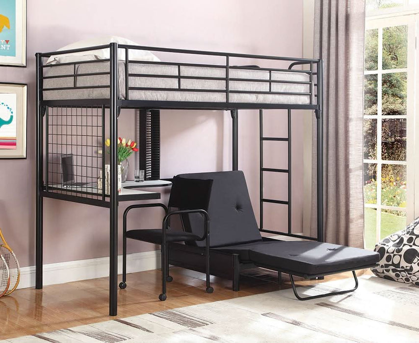 Jenner Twin Futon Workstation Loft Bed Black  Homestyle Furniture (ARk)