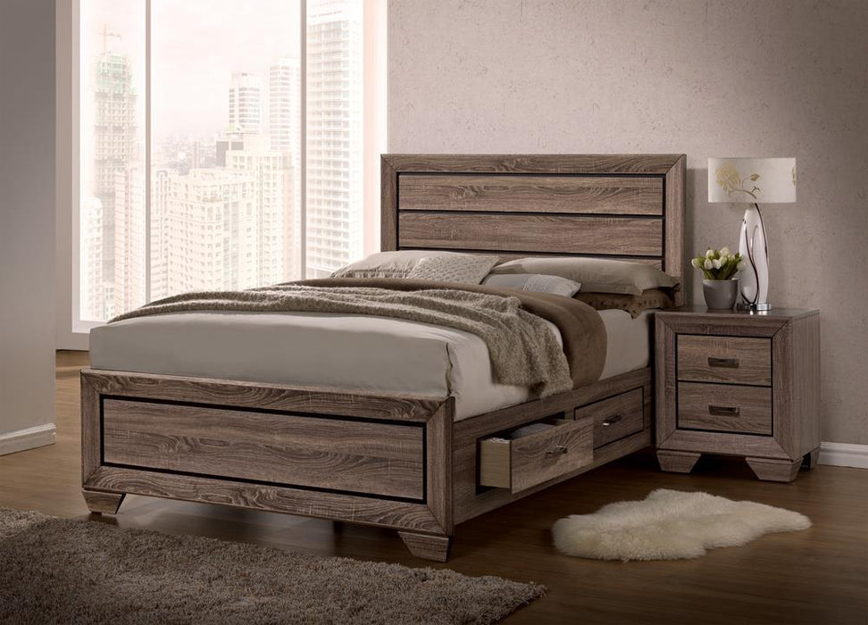 Kauffman Eastern King Panel Bed Washed Taupe  Homestyle Furniture (ARk)