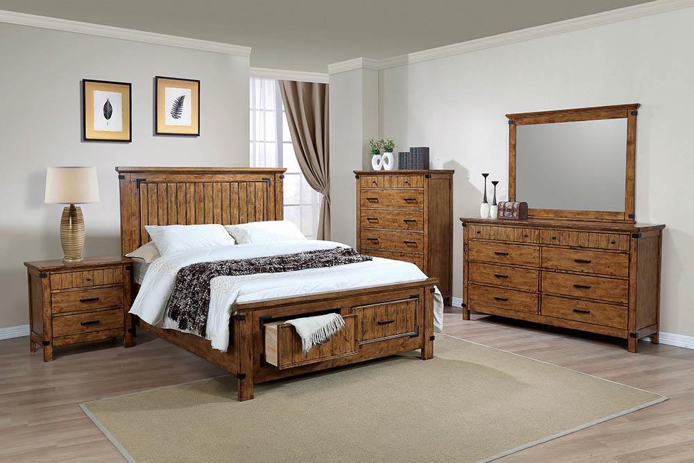 Brenner Eastern King Panel Bed Rustic Honey  Homestyle Furniture (ARk)