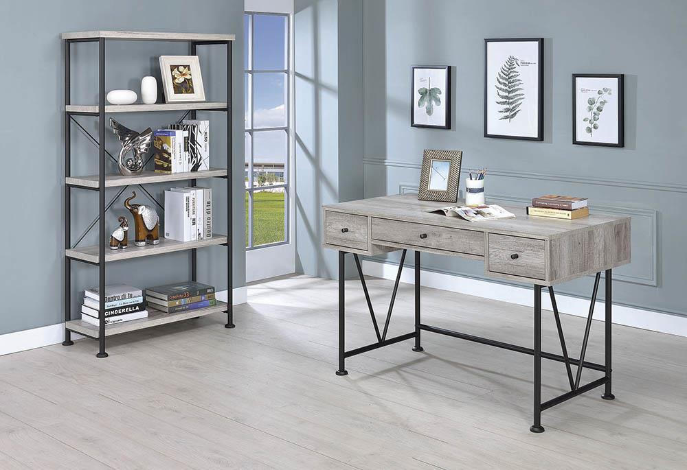 Analiese 4-shelf Open Bookcase Grey Driftwood  Homestyle Furniture (ARk)