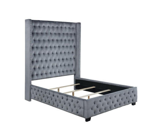 Rocori Queen Wingback Tufted Bed Grey  Homestyle Furniture (ARk)