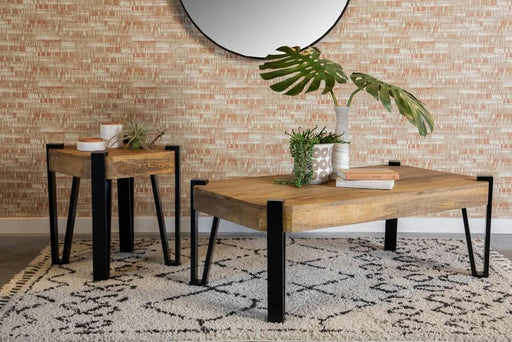 Winston Wooden Square Top End Table Natural and Matte Black  Homestyle Furniture (ARk)