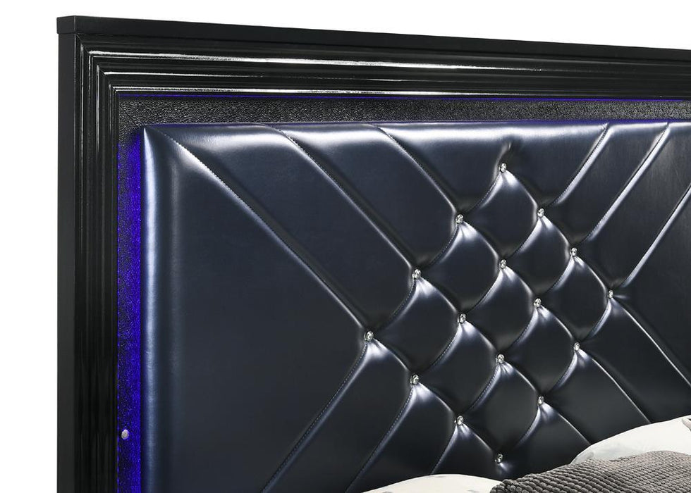 Penelope Queen Bed with LED Lighting Black and Midnight Star  Homestyle Furniture (ARk)