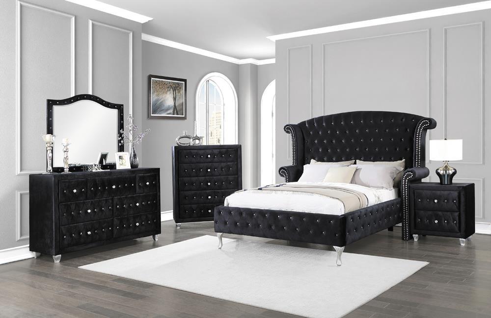 Deanna Queen Tufted Upholstered Bed Black  Homestyle Furniture (ARk)