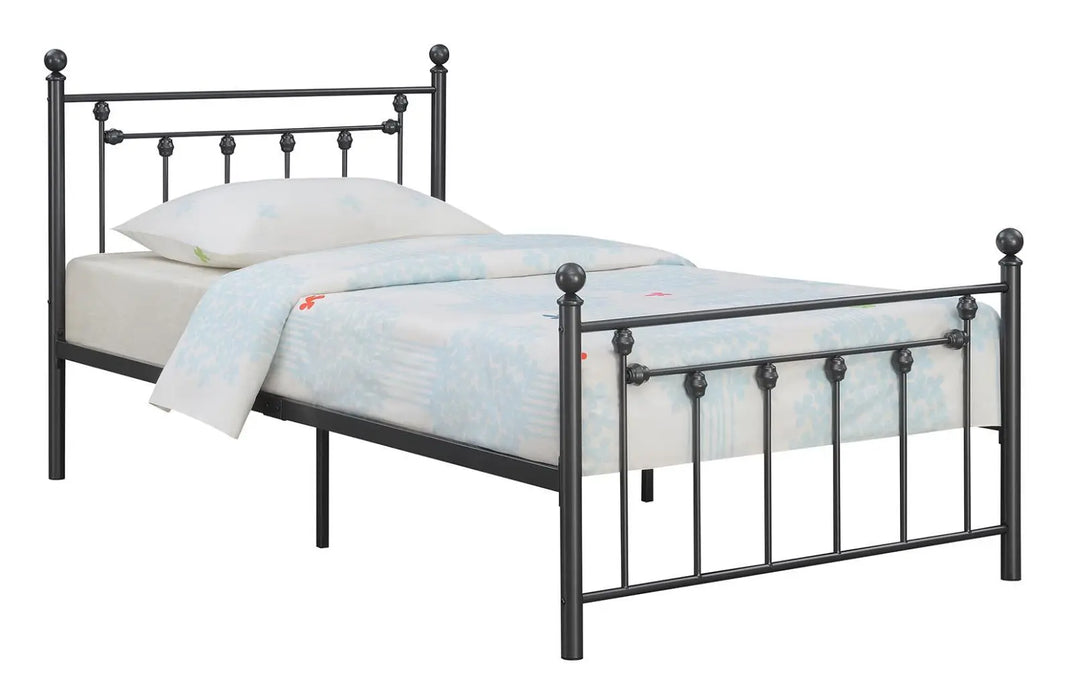 Canon Twin Metal Slatted Headboard Platform Bed - Gunmetal - Homestyle Furniture (ARk)