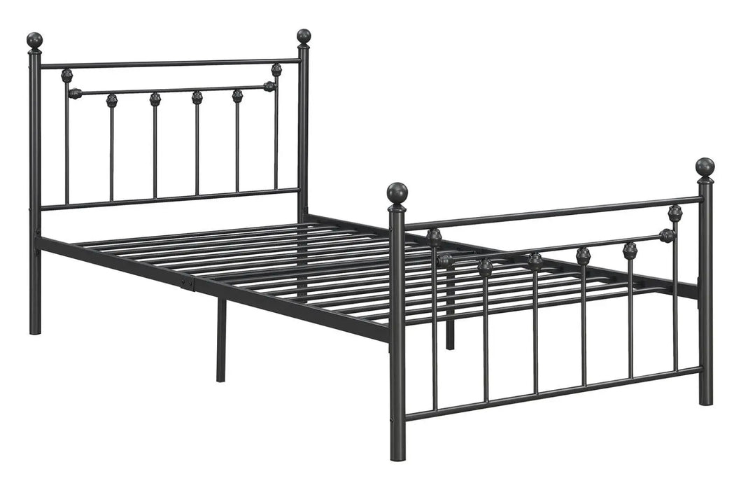 Canon Twin Metal Slatted Headboard Platform Bed - Gunmetal - Homestyle Furniture (ARk)