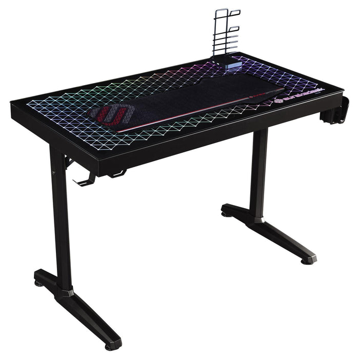 Avoca Tempered Glass Top Gaming Desk Black