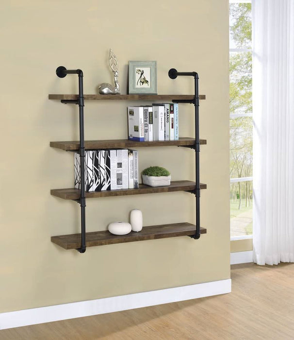 Elmcrest 40-inch Wall Shelf Black and Grey Driftwood  Homestyle Furniture (ARk)