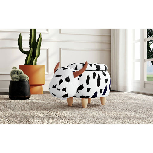 Cow Storage Stool in White and Black – SKU Y-13860-7-ST | HomeStyle Furniture