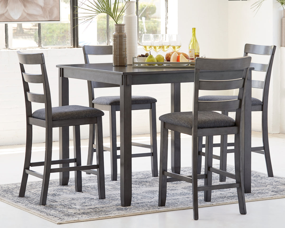 Homestyle Furniture - Ashley Furniture - Bridson Counter Height Dining Table and Bar Stools (Set of 5) - Square Counter TBL Set (5/CN) - D383-223