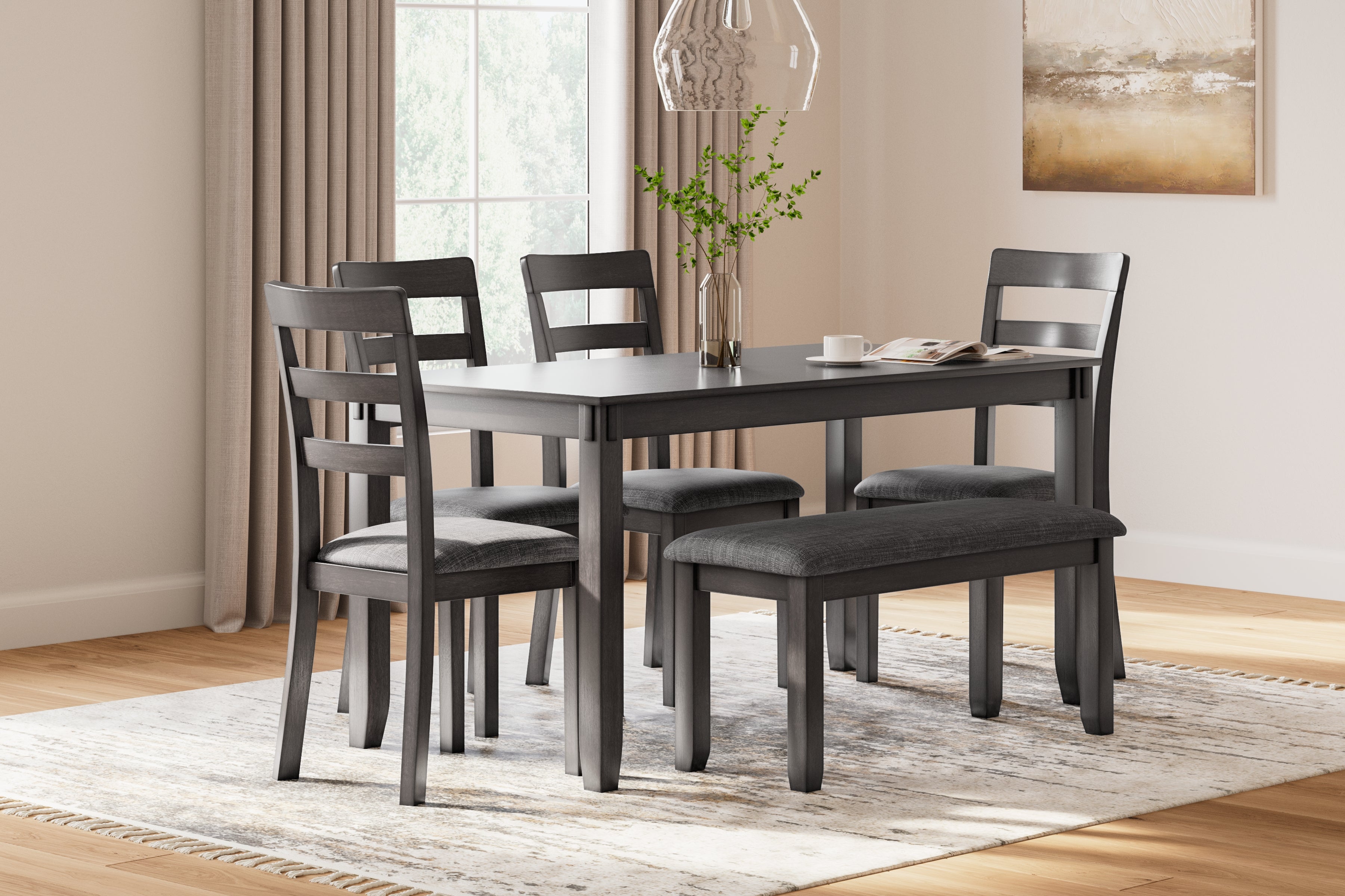 Homestyle Furniture - Ashley Furniture - Bridson Dining Table and Chairs with Bench (Set of 6) - RECT DRM Table Set (6/CN) - D383-325
