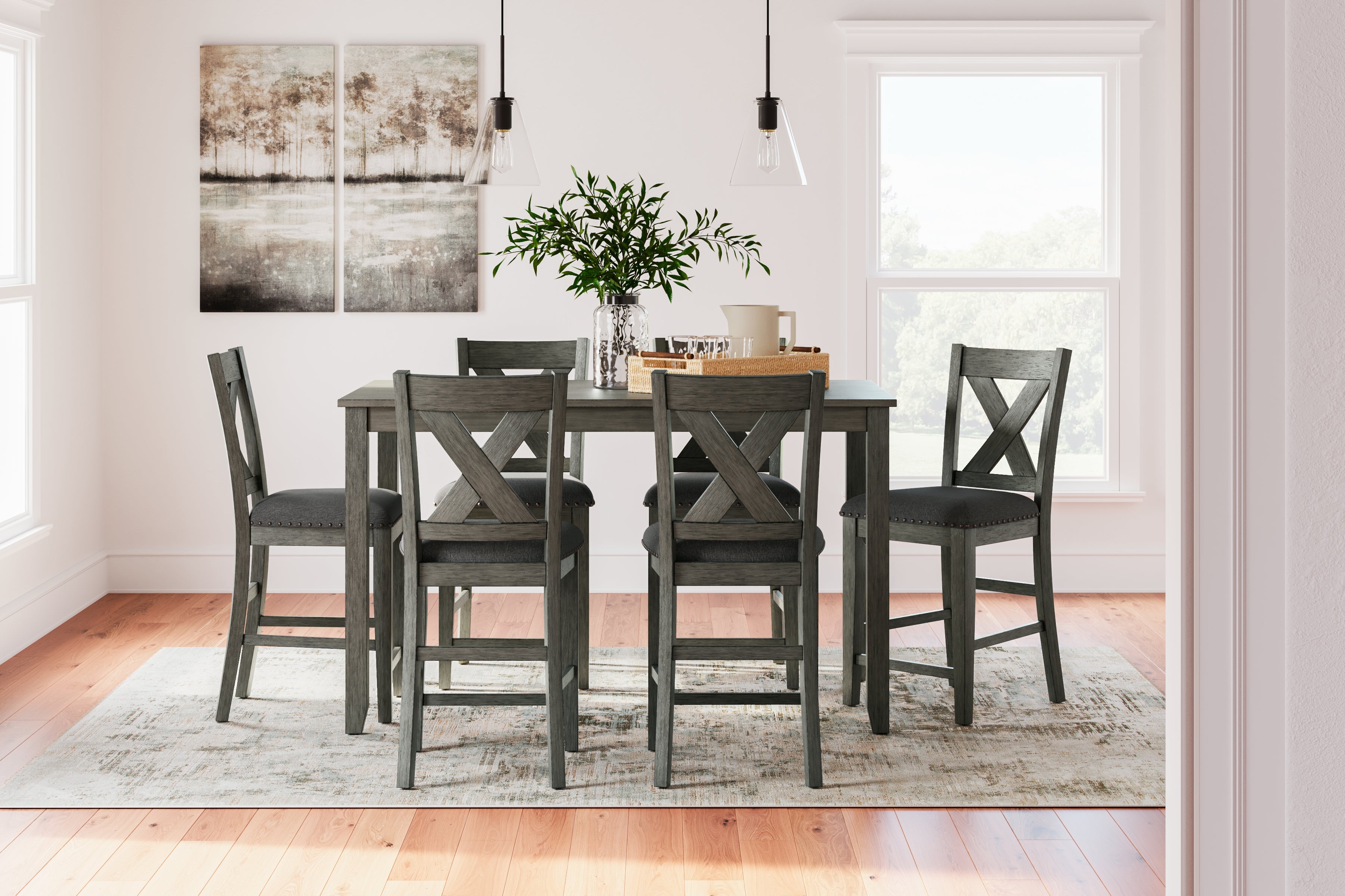 Homestyle Furniture - Ashley Furniture - Caitbrook Counter Height Dining Table and Bar Stools (Set of 7) - RECT DRM Counter TBL Set(7/CN) - D388-423