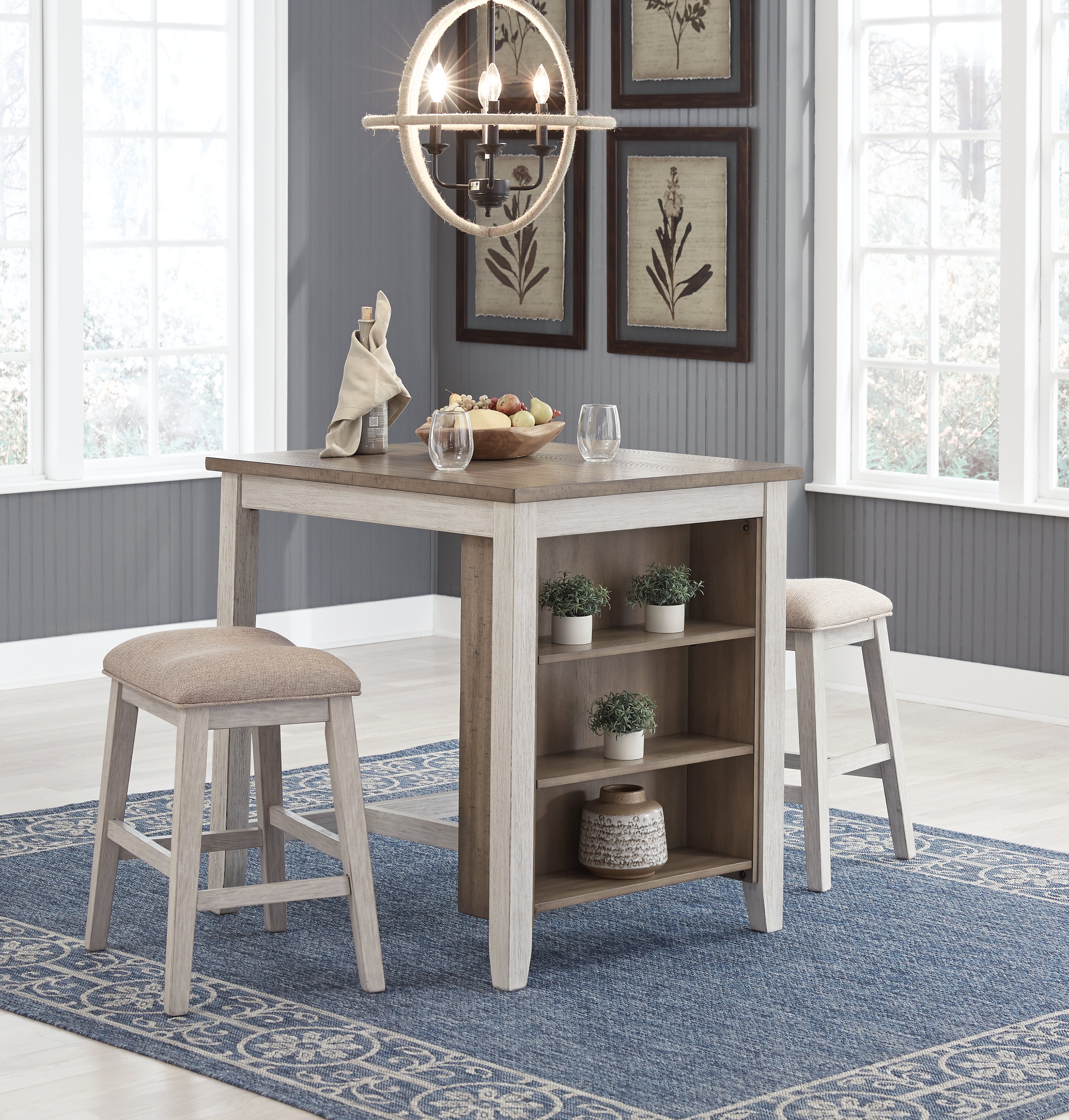 Homestyle Furniture - Ashley Furniture - Skempton Counter Height Dining Table and Bar Stools (Set of 3) - RECT DRM Counter TBL Set(3/CN) - D394-113