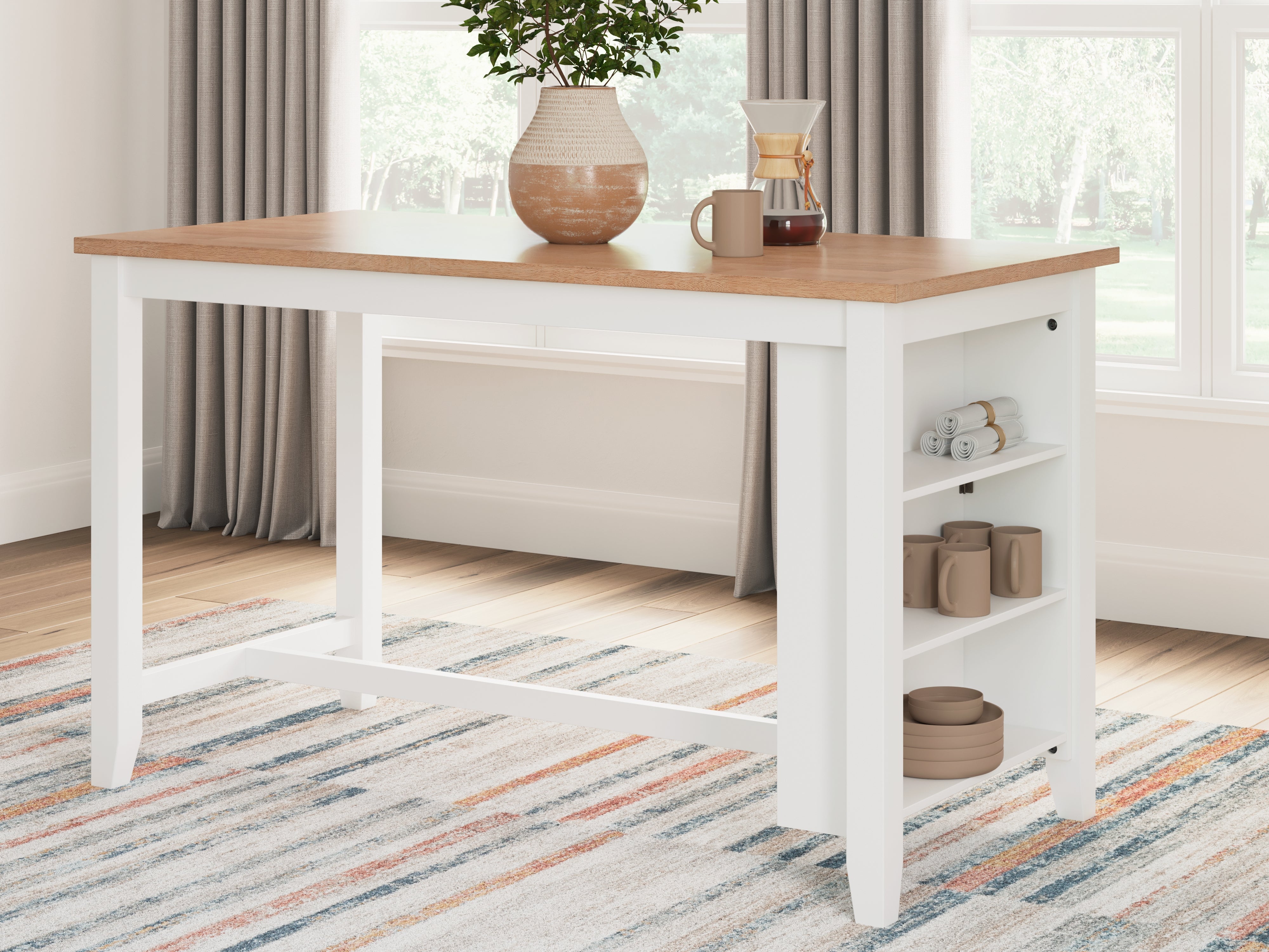 Homestyle Furniture - Ashley Furniture - Gesthaven Counter Height Dining Table - RECT Dining Room Counter Table / Natural/White - D398-13