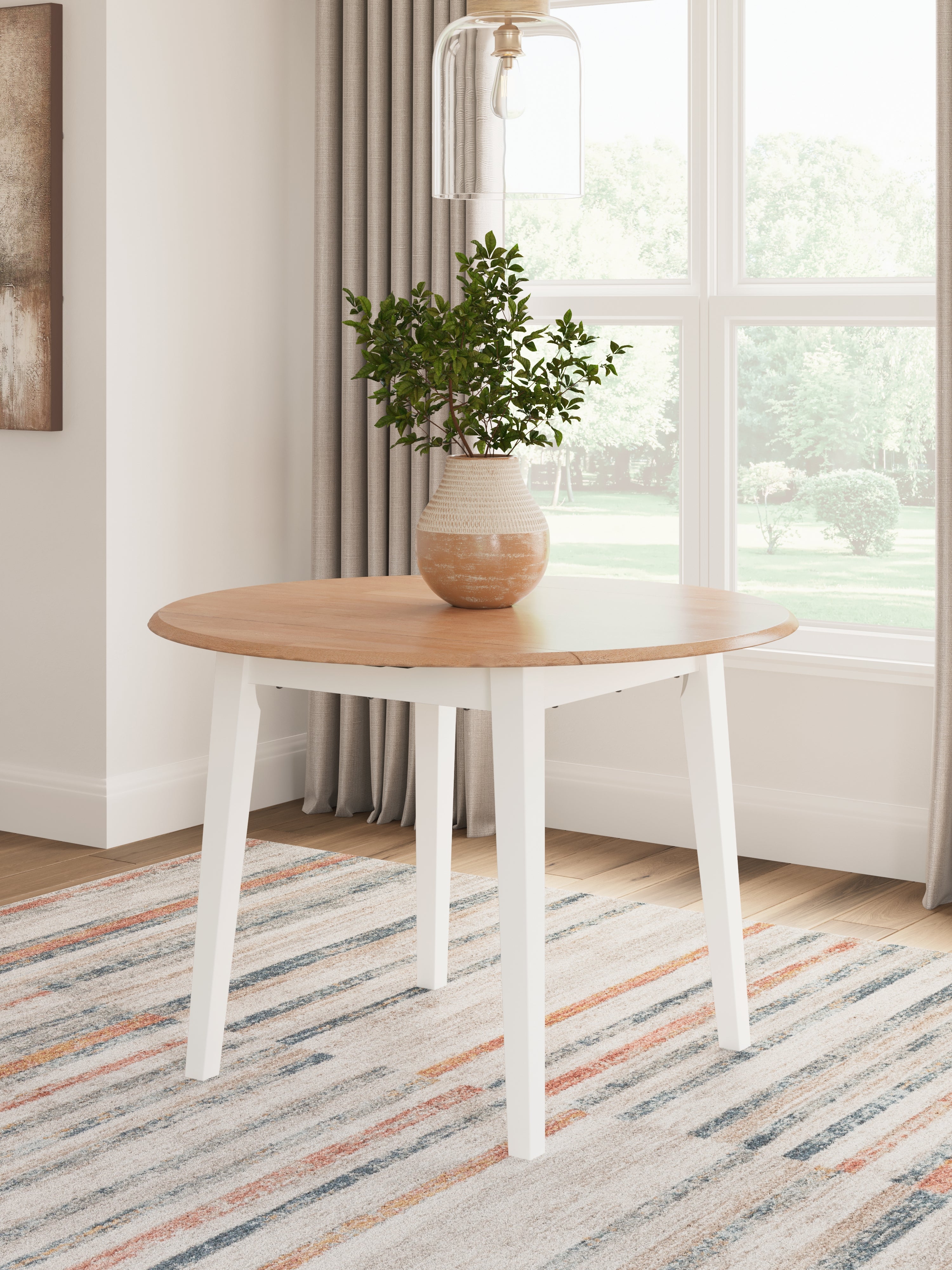 Homestyle Furniture - Ashley Furniture - Gesthaven Dining Drop Leaf Table - Round DRM Drop Leaf Table / Natural/White - D398-15