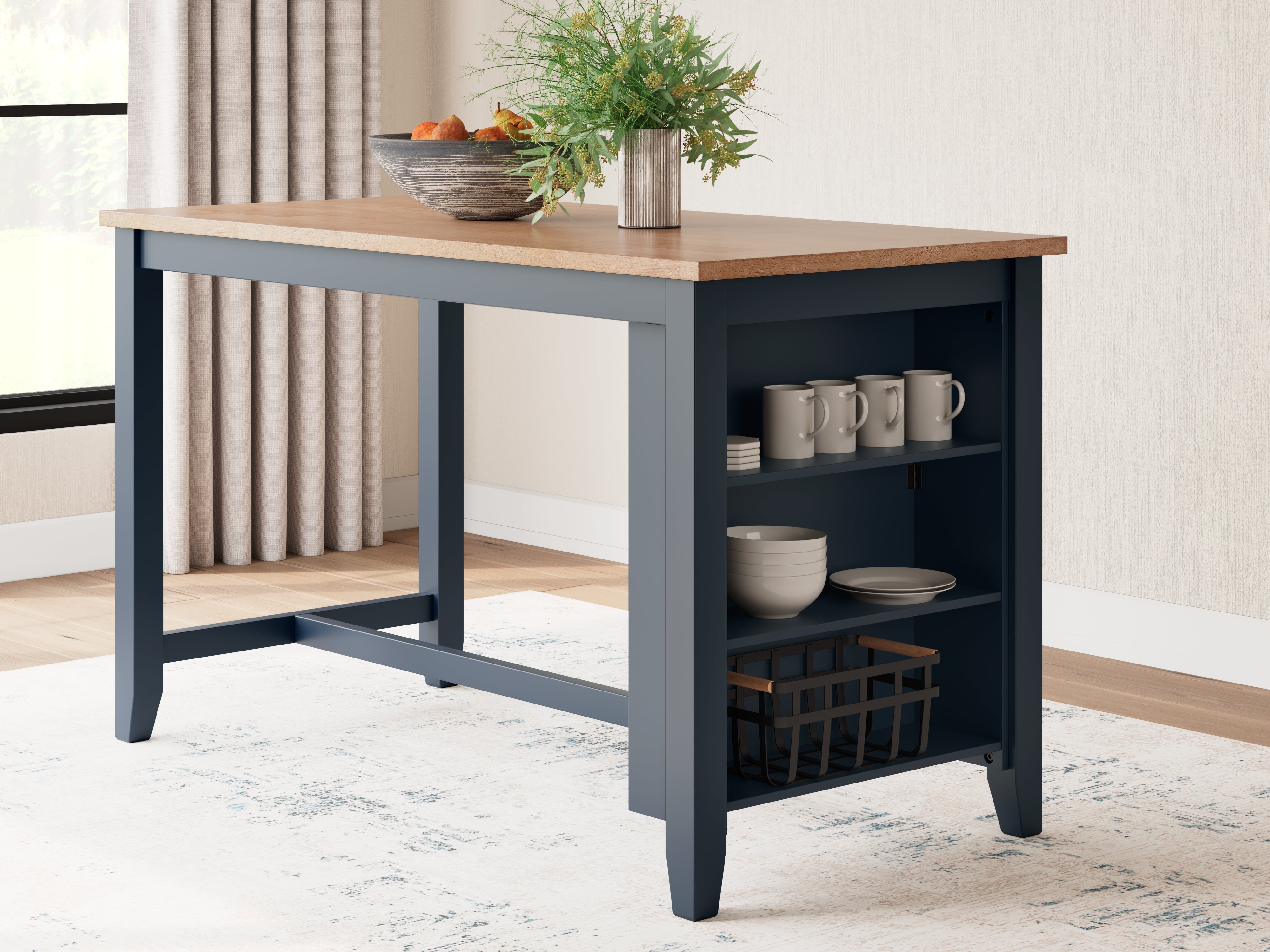 Homestyle Furniture - Ashley Furniture - Gesthaven Counter Height Dining Table - RECT Dining Room Counter Table / Natural/Blue - D399-13
