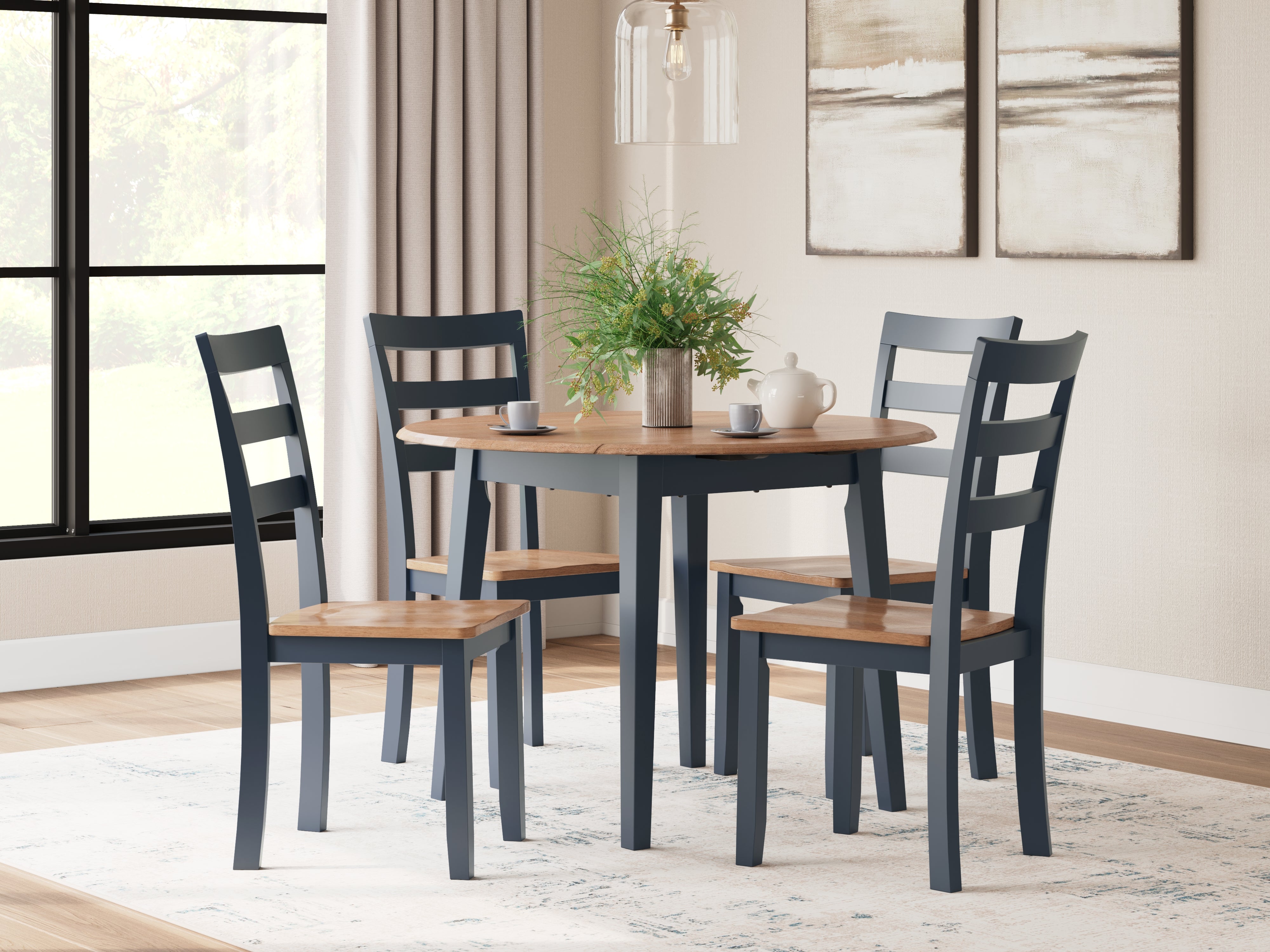 Homestyle Furniture - Ashley Furniture - Gesthaven Dining Table and 4 Chairs - Dining Table and 4 Chairs / Natural/Blue - D399D1
