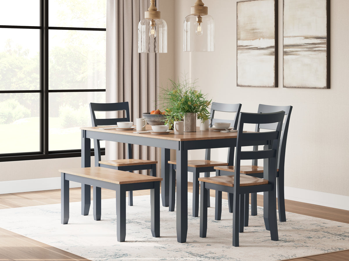 Homestyle Furniture - Ashley Furniture - Gesthaven Dining Table with 4 Chairs and Bench (Set of 6) - Dining Room Table Set (6/CN) - D399-325
