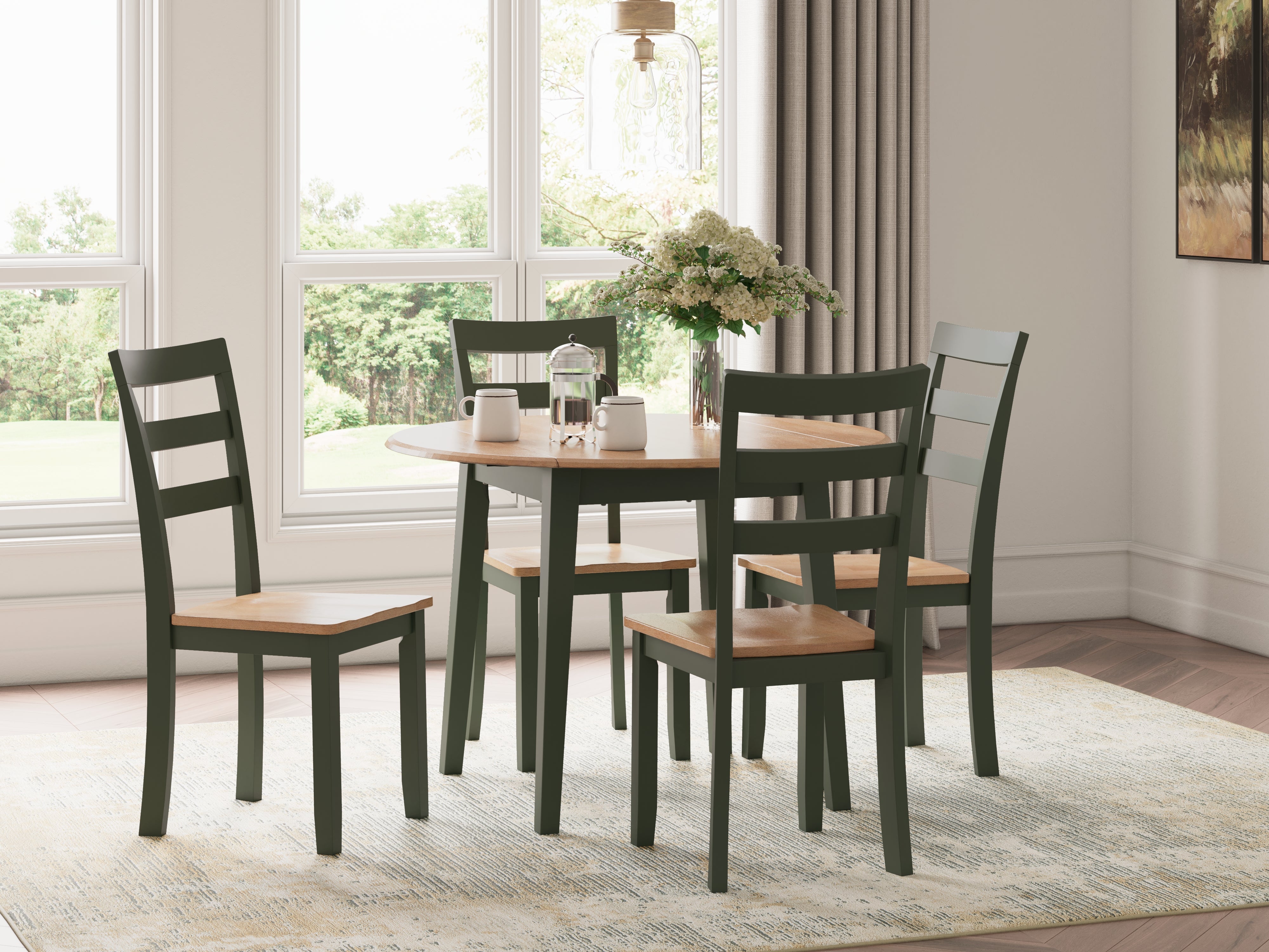 Homestyle Furniture - Ashley Furniture - Gesthaven Dining Table and 4 Chairs - Dining Table and 4 Chairs / Natural/Green - D401D1