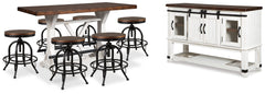 Homestyle Furniture - Ashley Furniture - Valebeck Counter Height Dining Table, 6 Barstools and Server - Counter Height Dining Table, 6 Barstools and Server - D546D32
